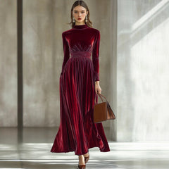 Long-Sleeved Velvet Maxi Dress