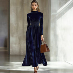 Long-Sleeved Velvet Maxi Dress