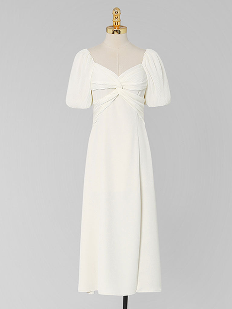 Puff Sleeve Cross Audrey Hepburn Dress SpiltVintage 1950S Dress