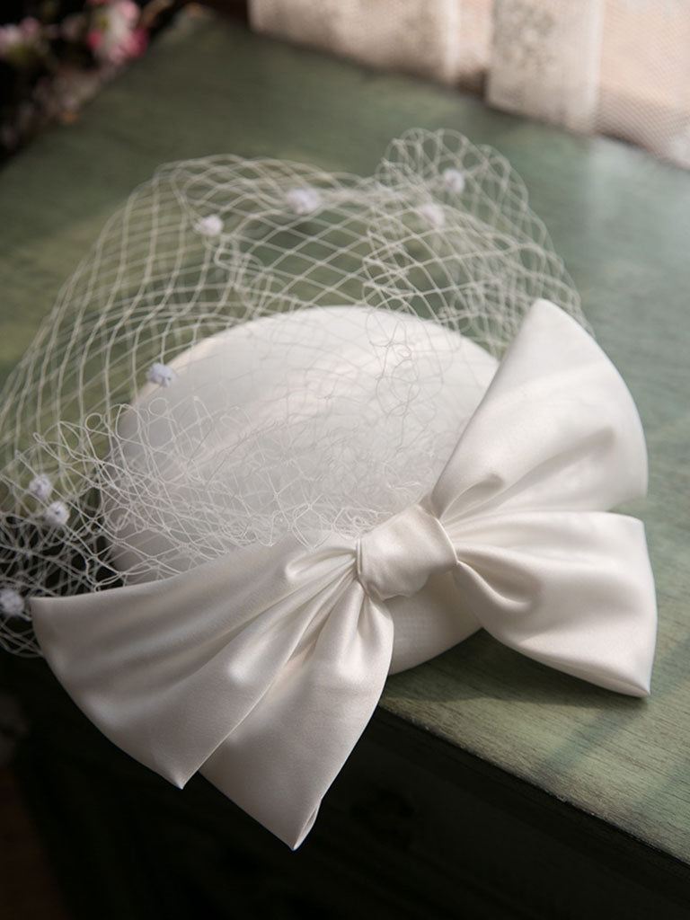 Bow Tulle Net 100% Silk 1950S Hat Vintage Hat