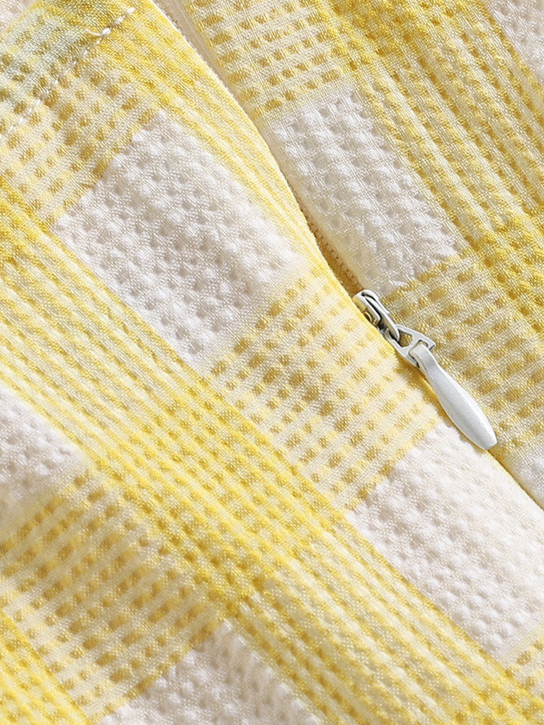 Yellow And White Plaid Halter Classis Style 1950S Dress Set
