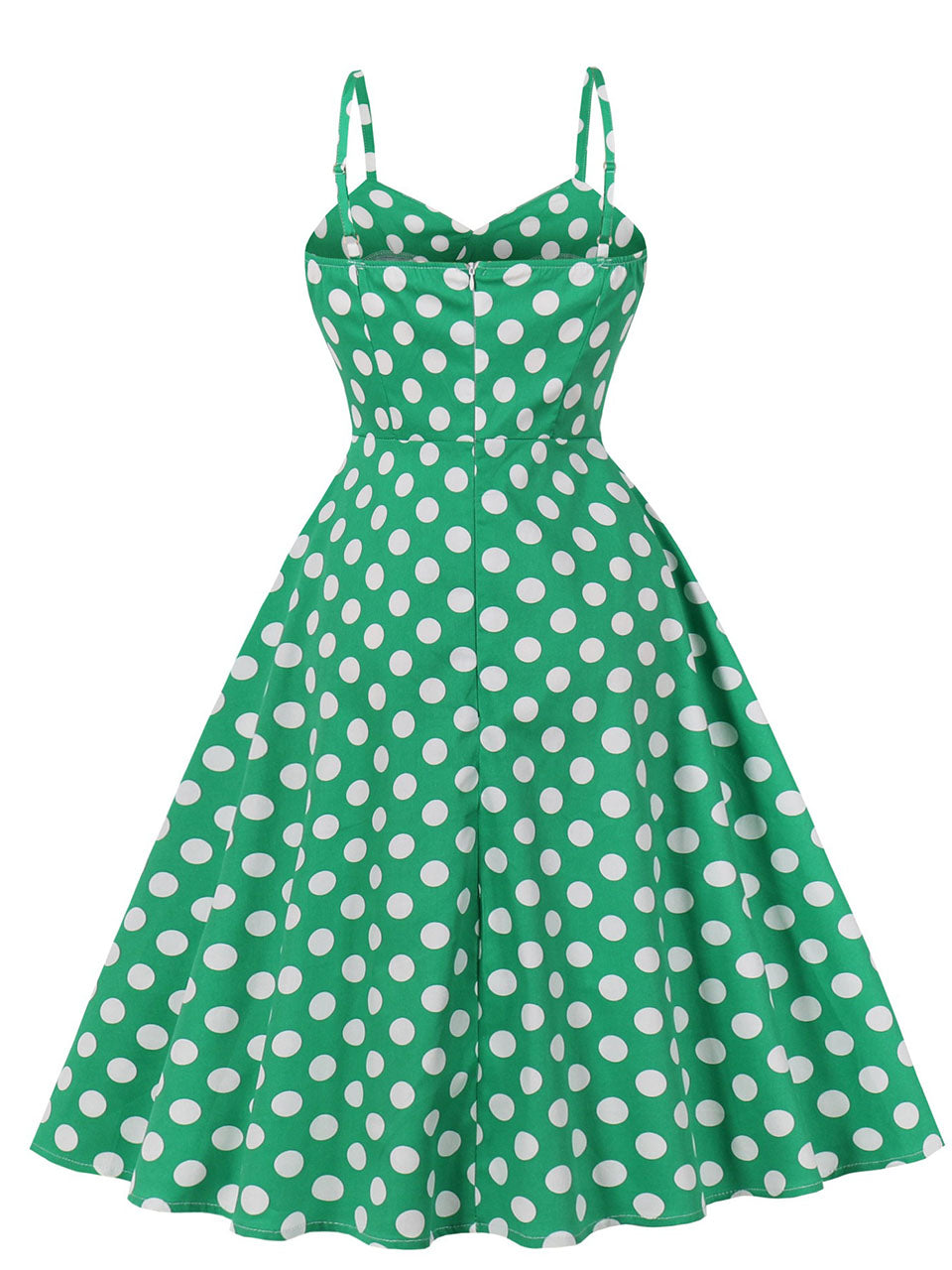 Green And White Plaid Spaghetti Straps Vintage 1950s Swing Dress