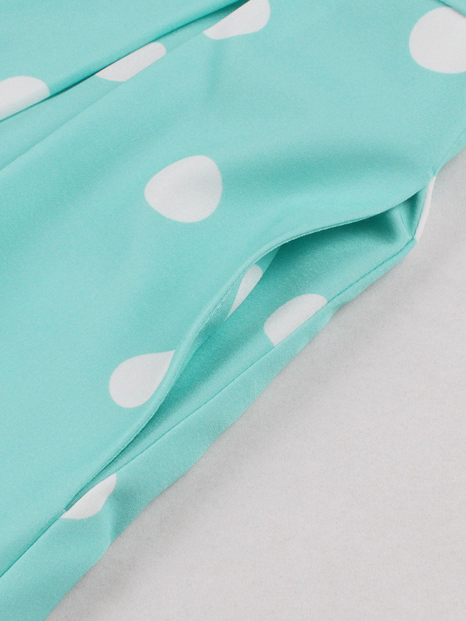 Turquoise Dot 50s Color-Blocking Dress