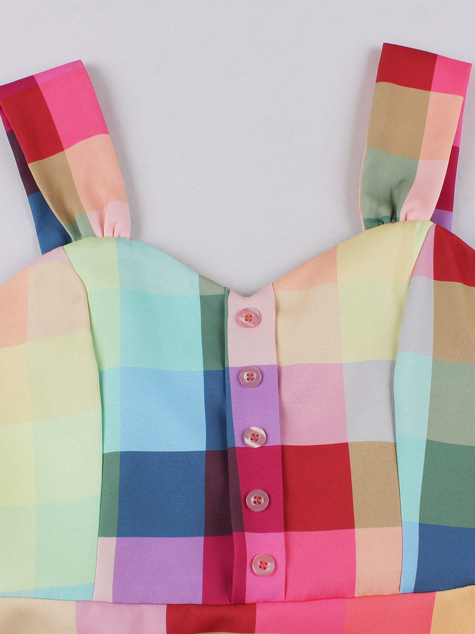 Rainbow Check Strappy Swing Dress 1950S Vintage Dress