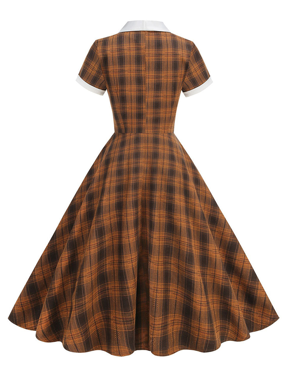 Orange Tartan Plaid Vintage Dress