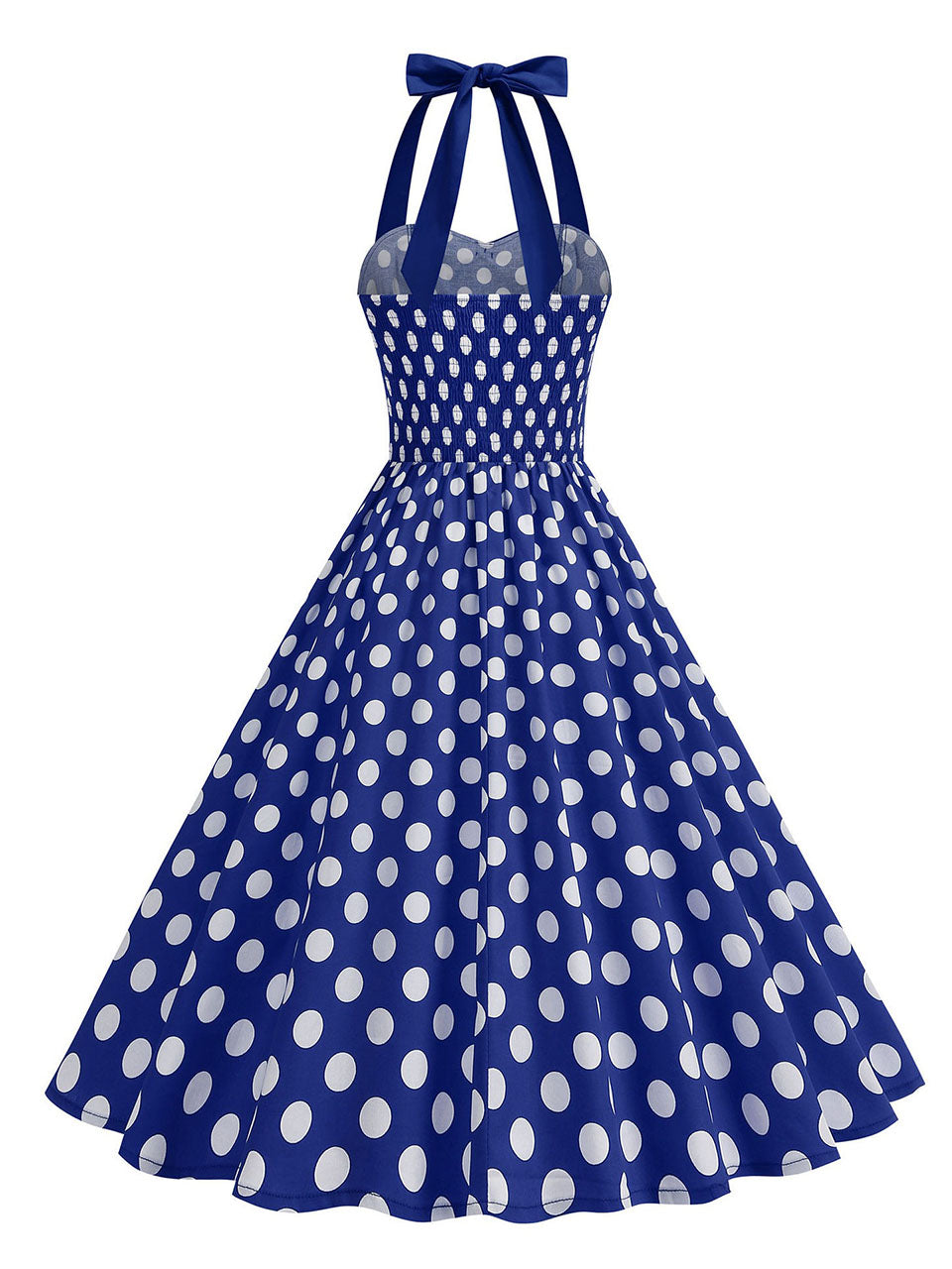 1950s Vintage Polka Dot Halter Rockabilly Swing Dress