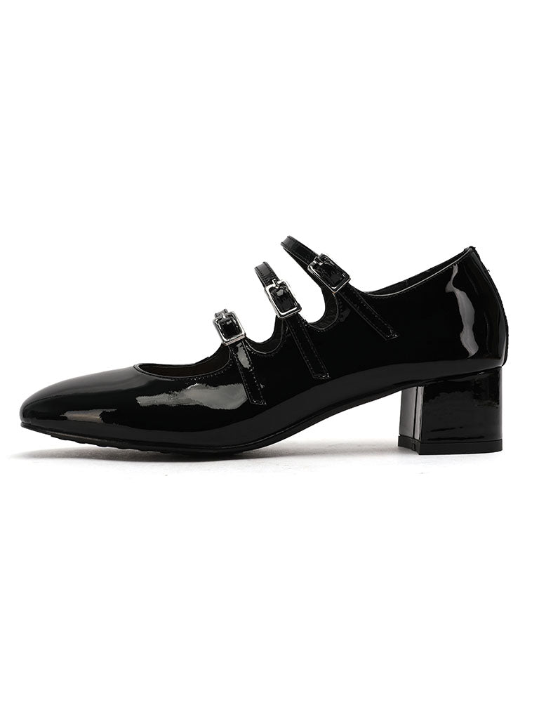 Chunky Heel Mary Jane Square Toe Leather Vintage Shoes
