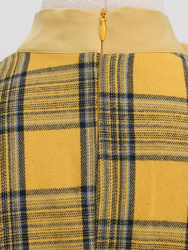 Big BowKnot Plaid 3/4 Sleeve 1950S Vintage Dress