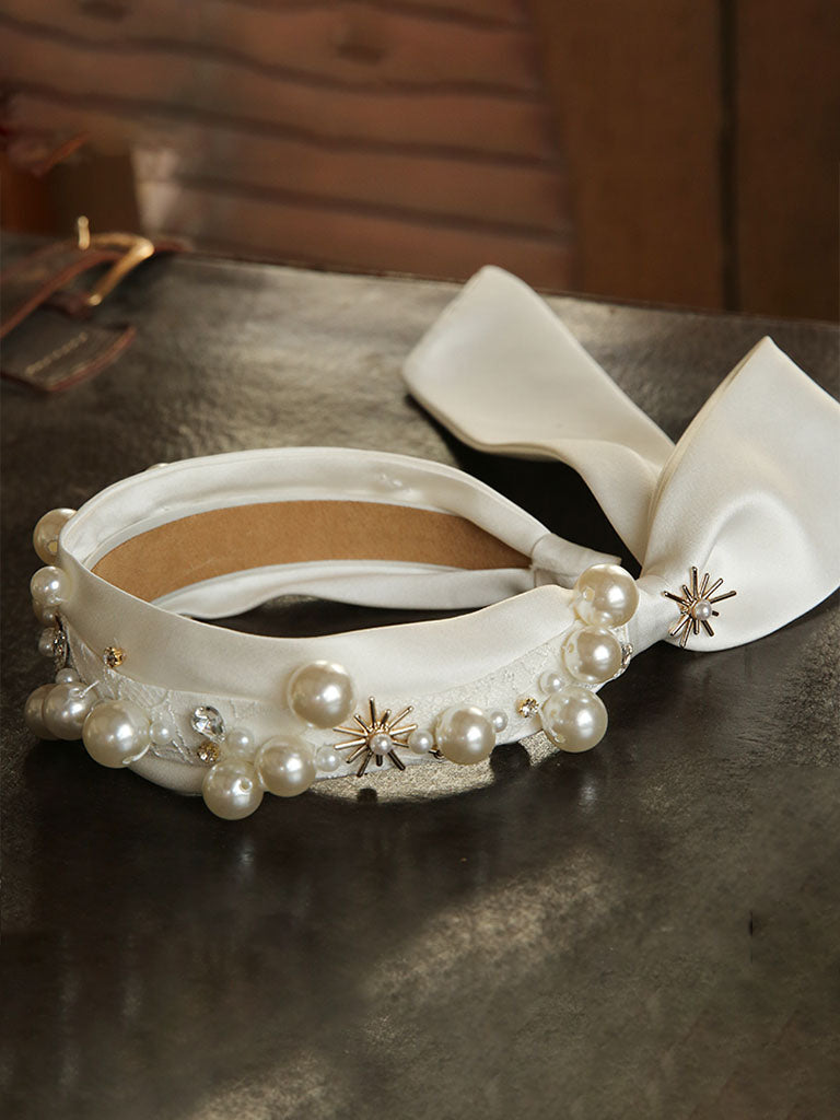 Vintage Pearl Hair Wedding Headband Hair Jewelry for Women