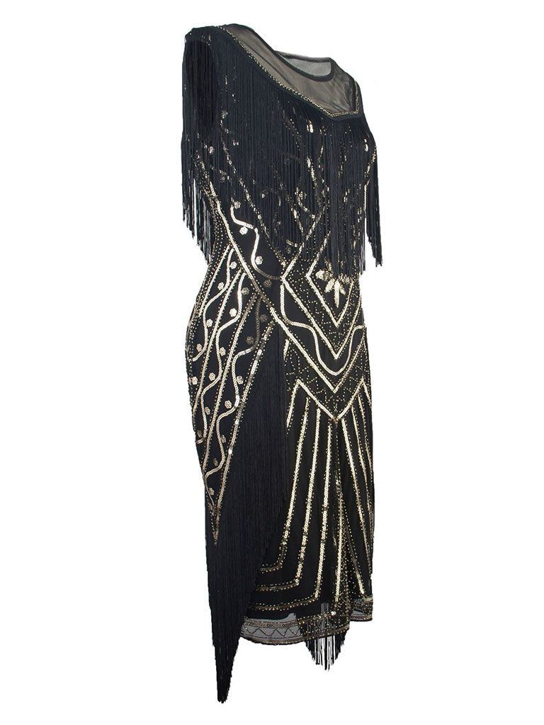 Green Gatsby Glitter Fringe 1920s Flapper Dress