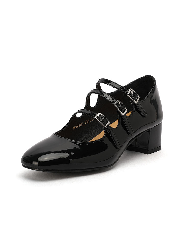 Chunky Heel Mary Jane Square Toe Leather Vintage Shoes