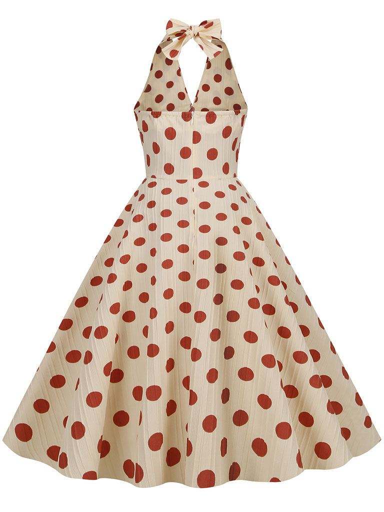 Polka Dots Halter Audrey Hepburn Style 1950S Vintage Dress