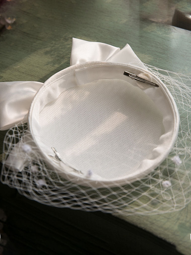 Bow Tulle Net 100% Silk 1950S Hat Vintage Hat