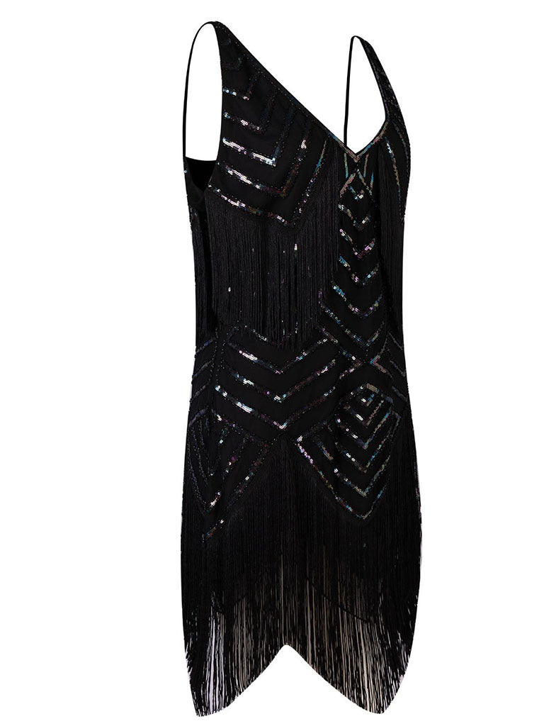 Wine Red Gatsby Glitter Fringe 1920s Flapper Dress