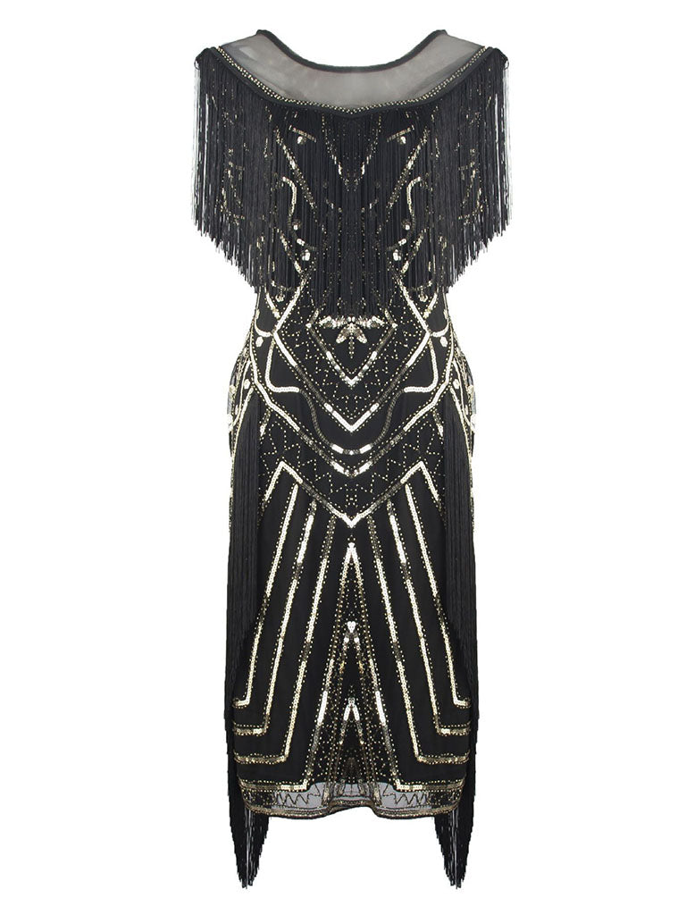 Green Gatsby Glitter Fringe 1920s Flapper Dress
