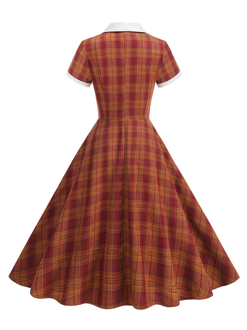 Orange Tartan Plaid Vintage Dress