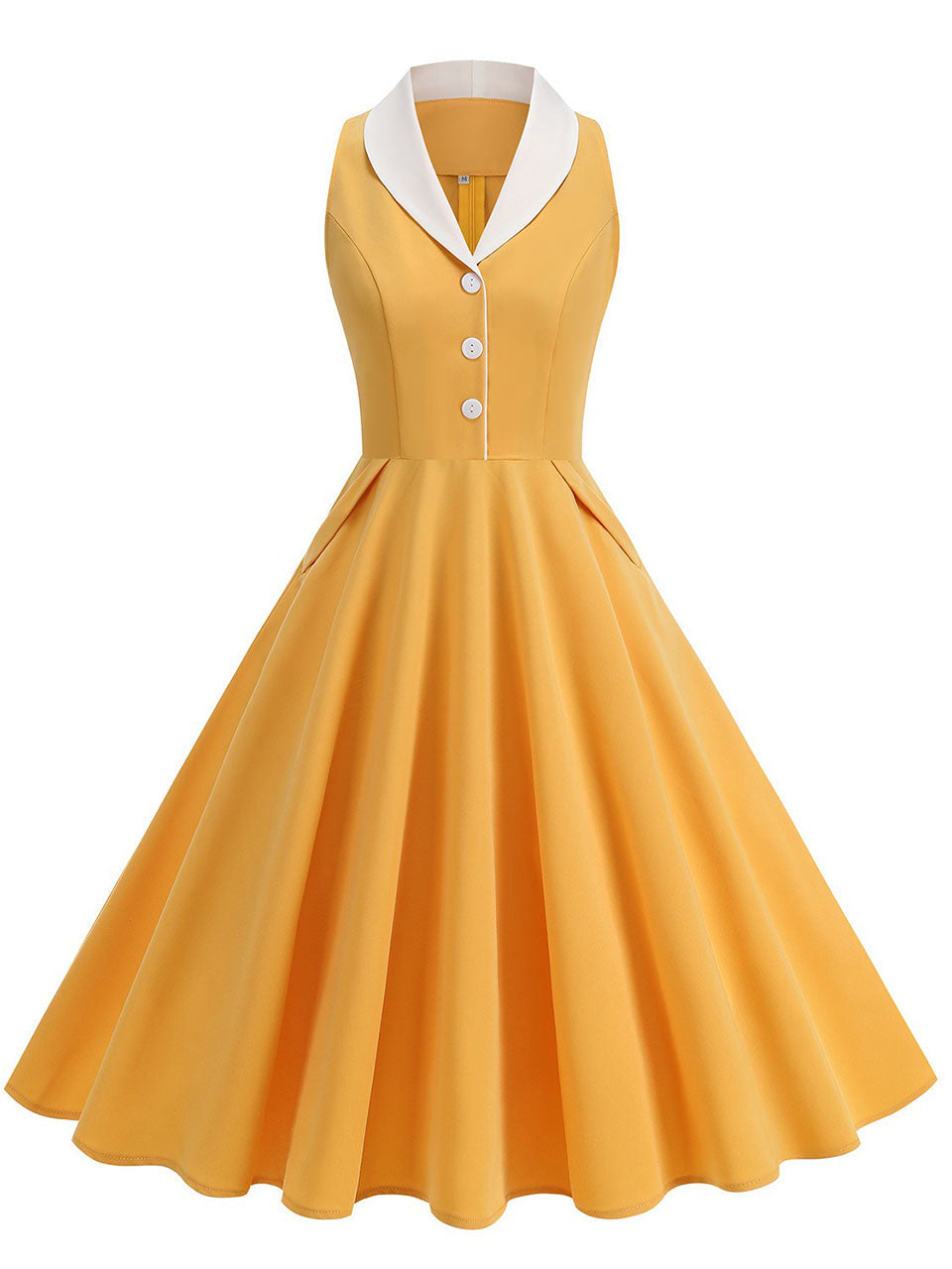 1950s Vintage Peter Pan Collar Sleeveless Retro Swing Dress