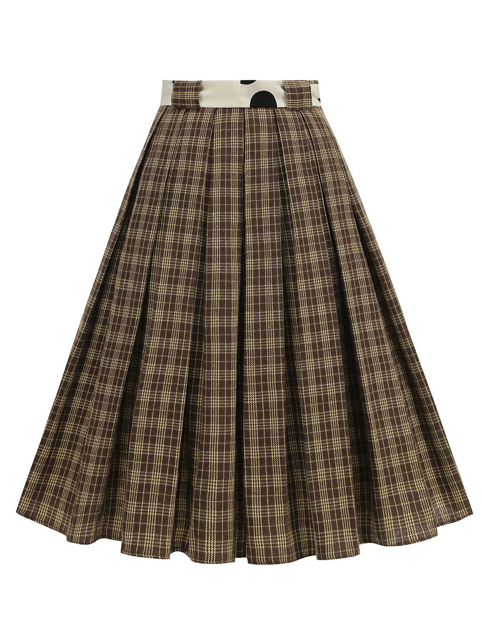 1950S Yellow High Waist Pleated Swing Vintage Skirt