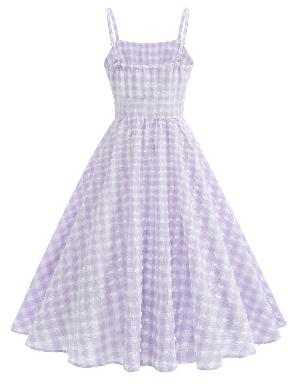 Blue And White Plaid Strap Classis Style 1950S Vintage Dress Set