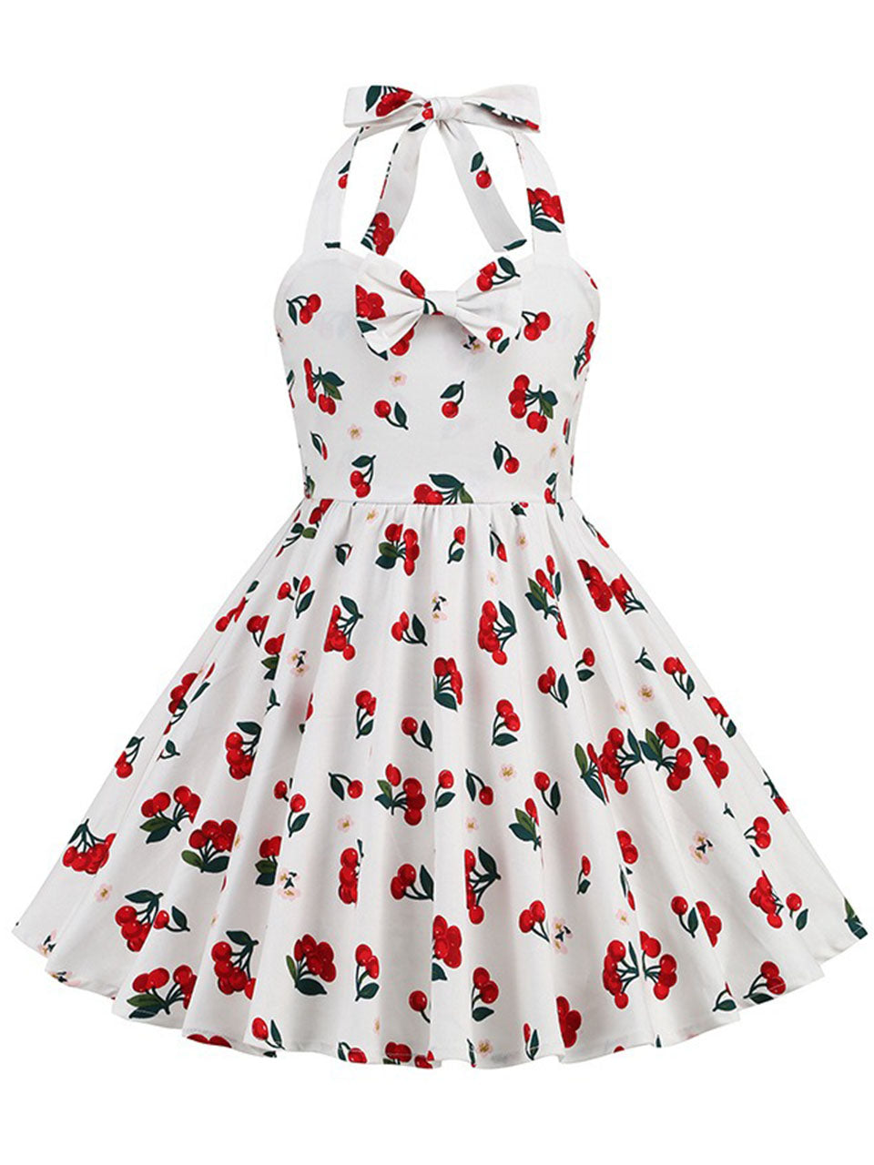 Kids Little Girls' Dress Bow Halter Cherry Sleeveless Cotton 1950S Vintage Dress