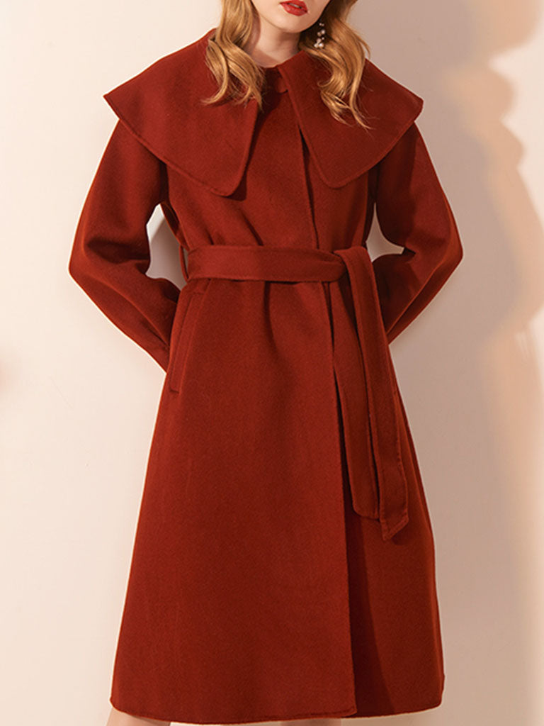 Christmas Red Winter Coat Long Sleeve PeterPan Collar