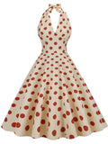 Polka Dots Halter Audrey Hepburn Style 1950S Vintage Dress