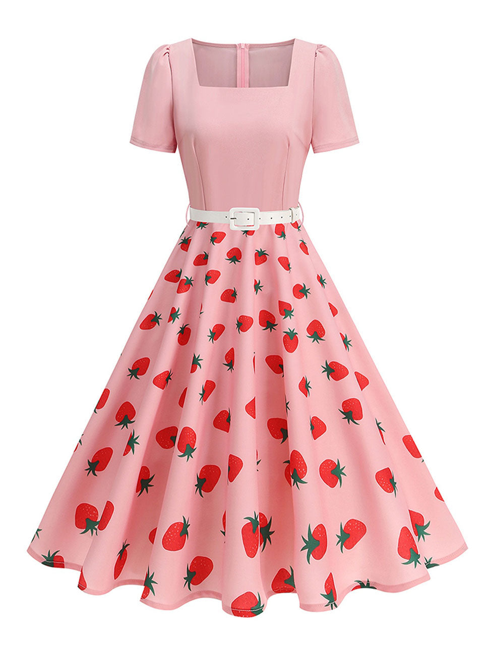 1950s Vintage Floral Print Sweetheart Audrey Hepburn Style Rockabilly Swing Dress