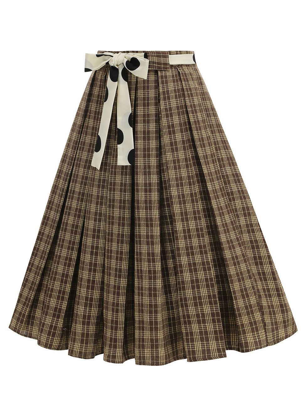 1950S Yellow High Waist Pleated Swing Vintage Skirt