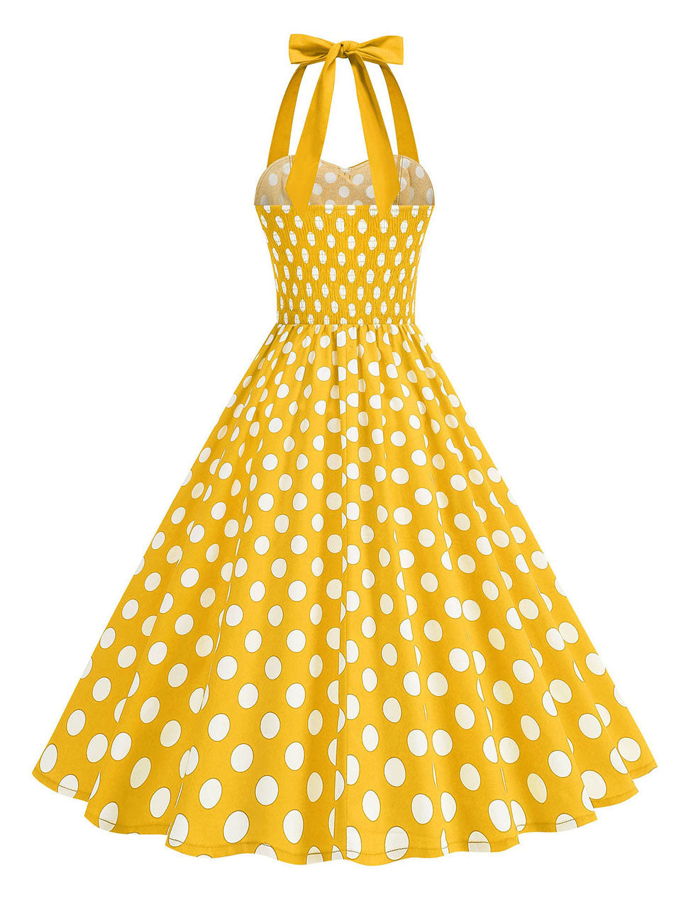1950s Vintage Polka Dot Halter Rockabilly Swing Dress