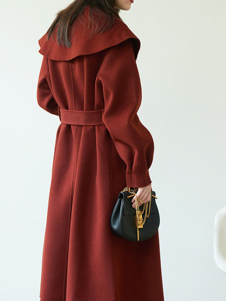 Christmas Red Winter Coat Long Sleeve PeterPan Collar