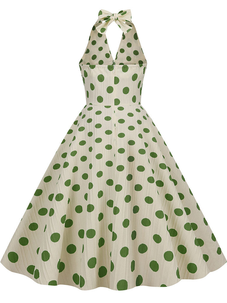 Polka Dots Halter Audrey Hepburn Style 1950S Vintage Dress