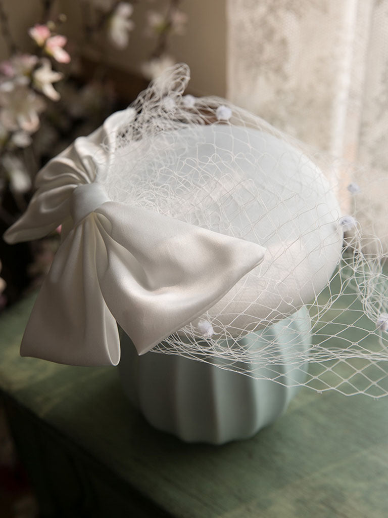 Bow Tulle Net 100% Silk 1950S Hat Vintage Hat