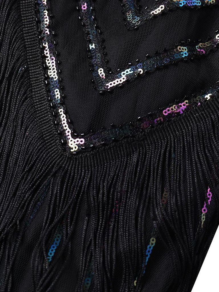 Wine Red Gatsby Glitter Fringe 1920s Flapper Dress