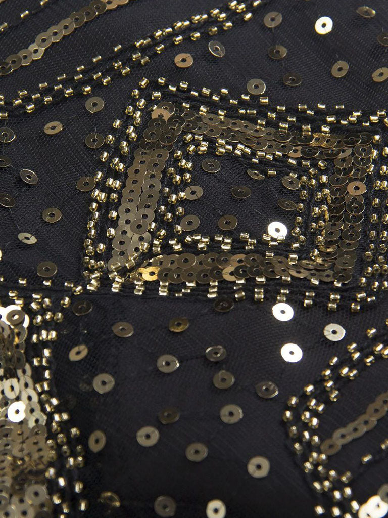 Glod Gatsby Glitter Fringe 1920s Flapper Dress