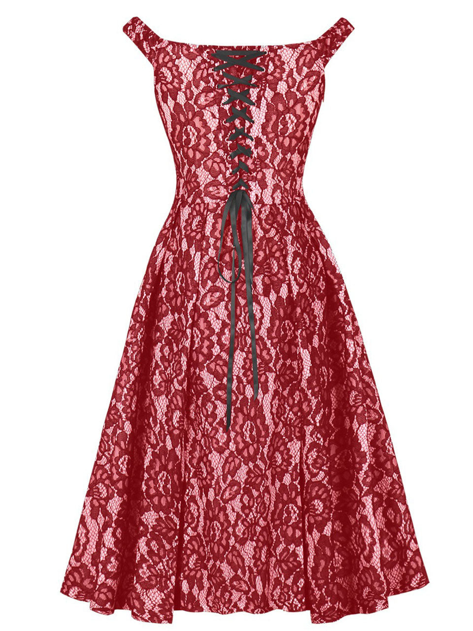 Red Lace Swing Dress
