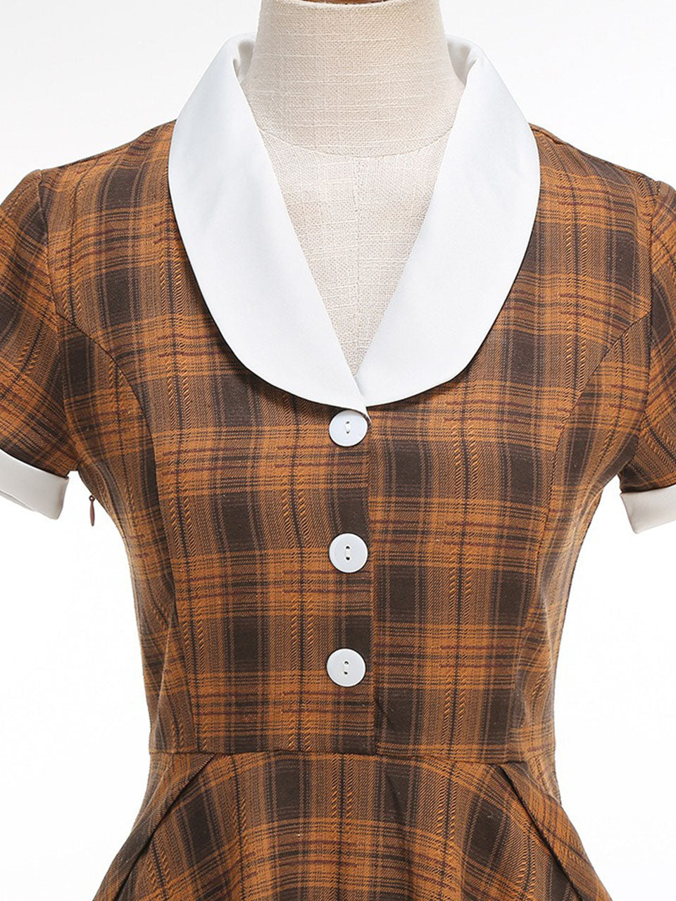 Orange Tartan Plaid Vintage Dress
