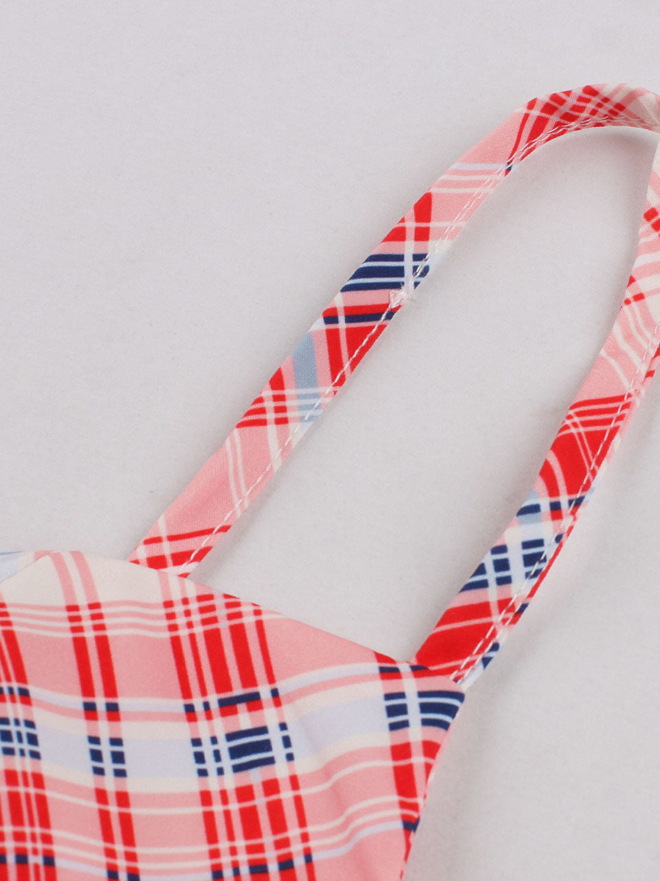 Vintage Red Spaghetti Strap Plaid 1950S Vintage Dress Set