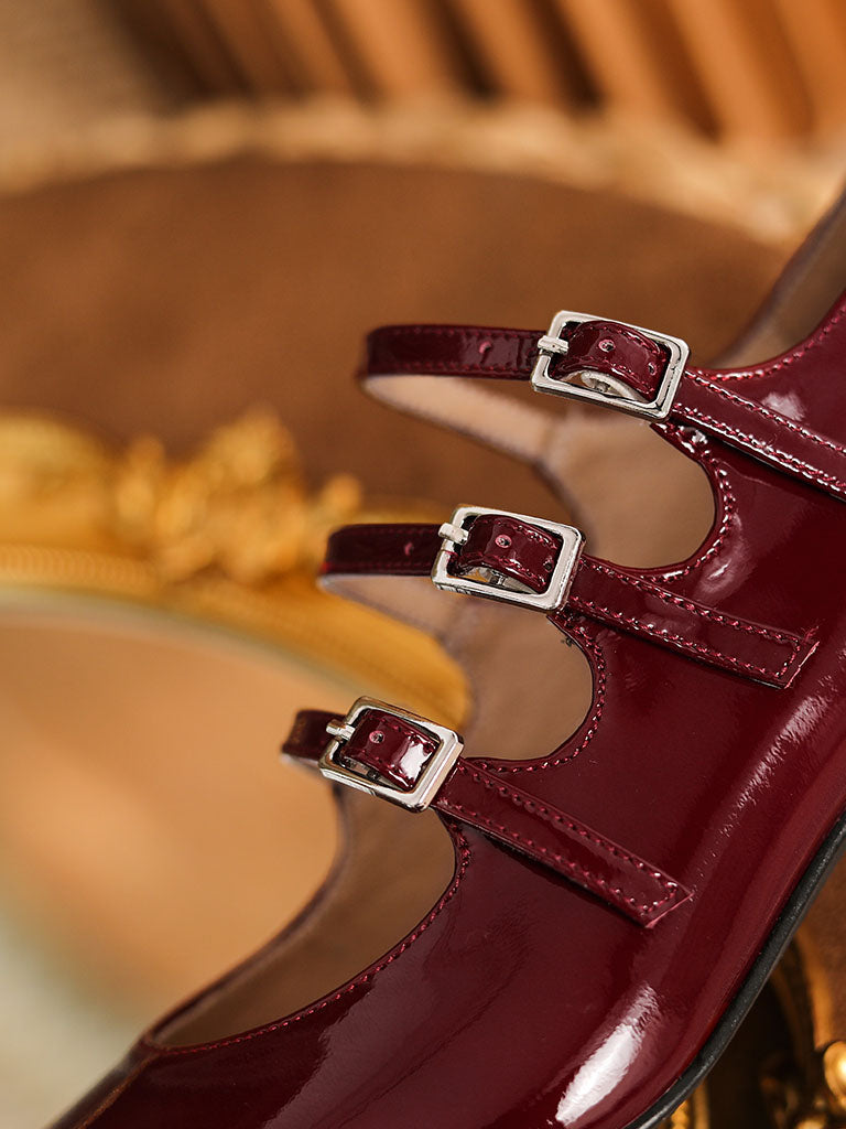 Chunky Heel Mary Jane Square Toe Leather Vintage Shoes