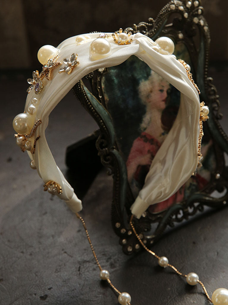 Vintage Handmade Pearl Sweet Hair Wedding Headband Hair Jewelry for Women