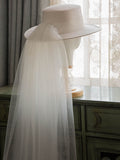 White Big Veil  Wedding Hat