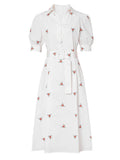 White Embroidered Shirt Lapel 1950S Comfortable Cotton Vintage Dress