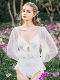 Daisy Style Lace Flowers Ruffles Vintage One Piece Swimwear Bathing Suit