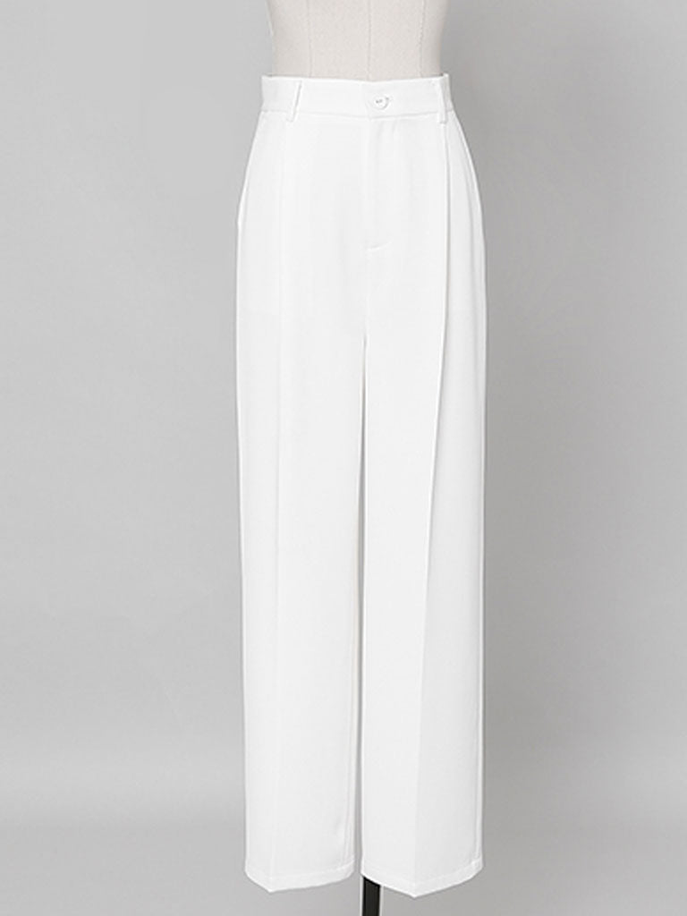 2PS Casual White Shirt And White Wide Leg Pants Ninth Pants Pants Set