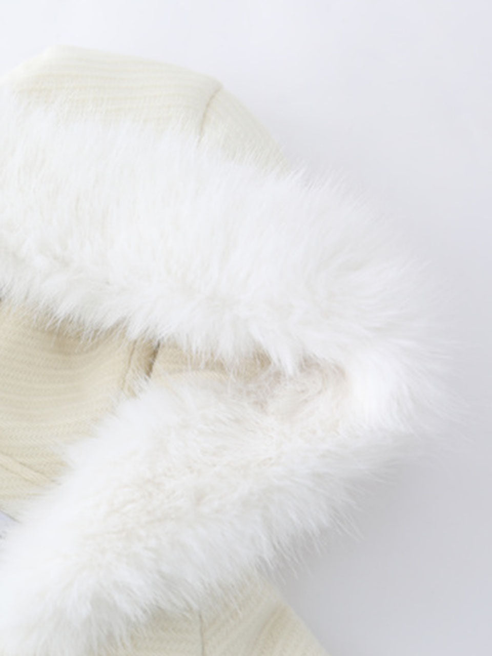 White Hooded Winter Short Vintage Coat Long Sleeve