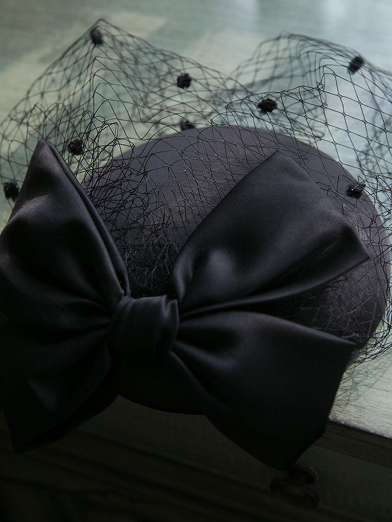 Bow Tulle Net 100% Silk 1950S Hat Vintage Hat