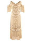 Glod Gatsby Glitter Fringe 1920s Flapper Dress