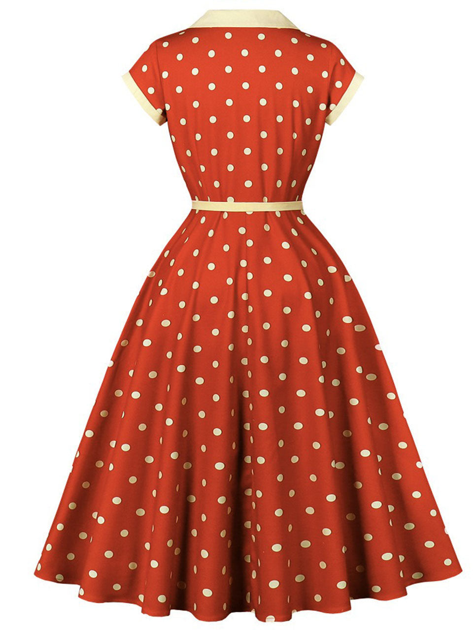 Sunny Dots Vintage Orange Full-Skirted Swing Dress