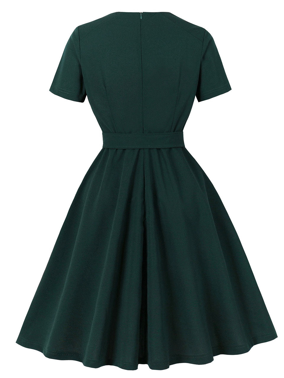 Dark Green Short Sleeve Vintage Dress