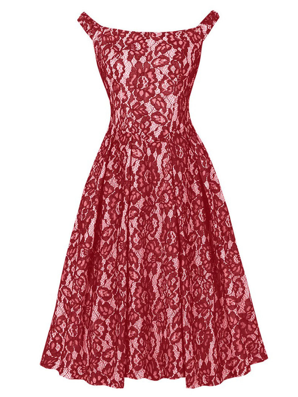 Red Lace Swing Dress