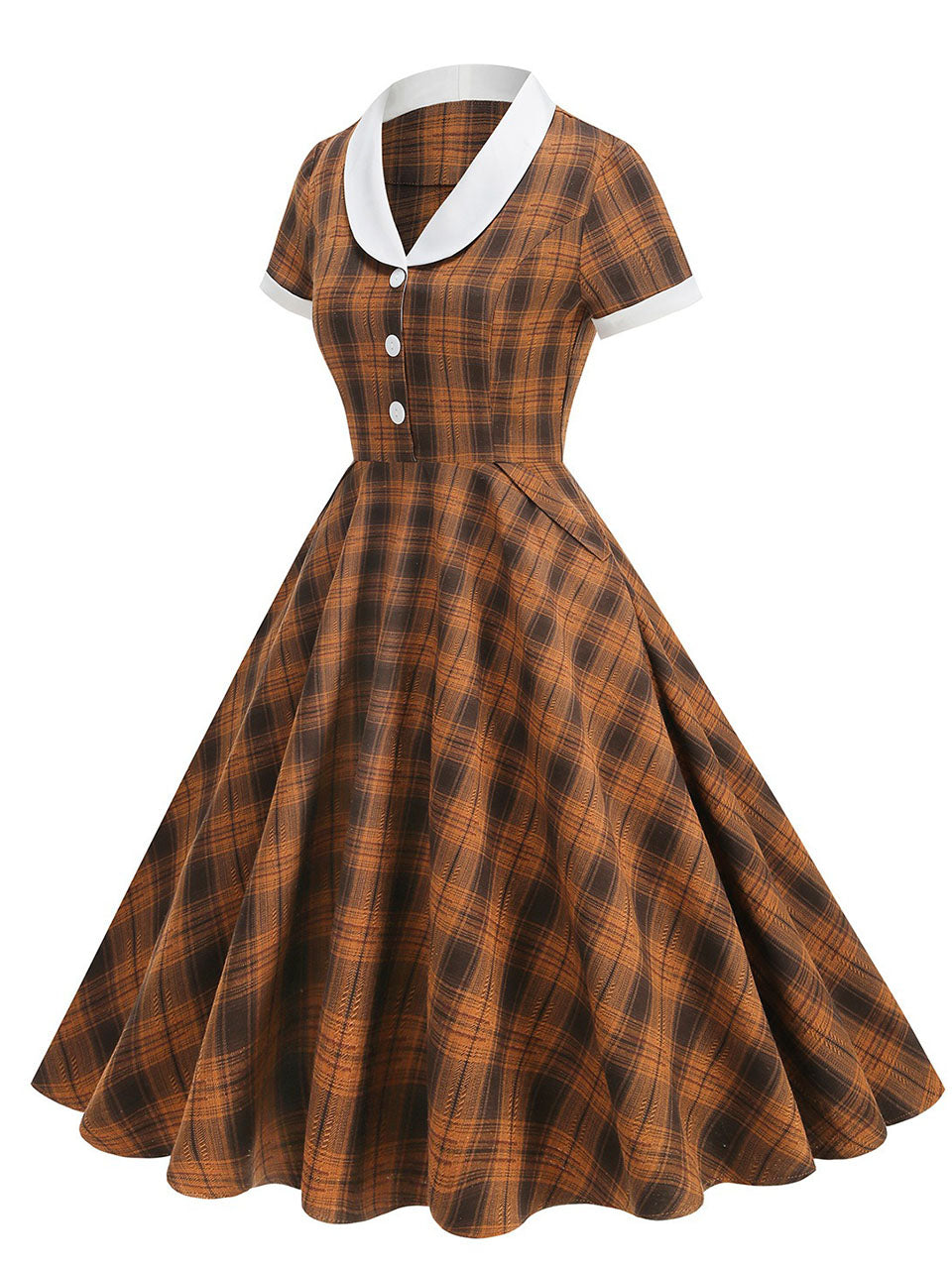 Orange Tartan Plaid Vintage Dress